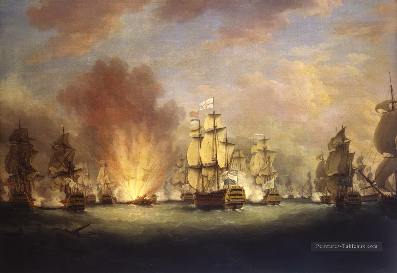 La bataille de Moonlight au large du Cap St Vincent 16 janvier 1780 Batailles navales Peintures à l'huile